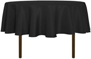 sancua Round Tablecloth – 60 Inch – Water Resistant Spill Proof Washable Polyester Table Cloth Decorative Fabric Table Cover for Dining Table, Buffet Parties and Camping, Black