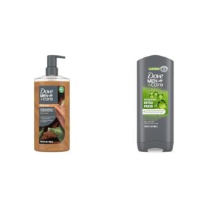 DOVE MEN + CARE Sandalwood Cardamom Oil and Extra Fresh Body Wash Duo for Healthier Smoother Skin, 26 oz and 13.5 oz