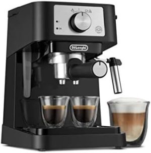 De’Longhi Stilosa Manual Espresso Machine, Latte & Cappuccino Maker, 15 Bar Pump Pressure + Milk Frother Steam Wand, Black / Stainless, EC260BK, 13.5 x 8.07 x 11.22 inches