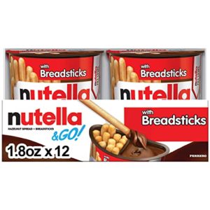 Paquetes de aperitivos Nutella & Go, crema de avellana de chocolate con palitos de pan, perfecto para rellenar la cesta de Pascua, 1.8 onzas, paquete de 12